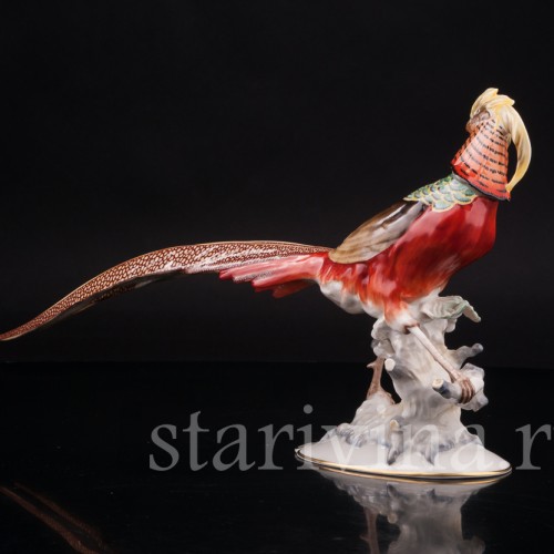 Фарфоровая статуэтка птицы Золотой фазан, Hutschenreuther, Германия, 1950-60 гг.
