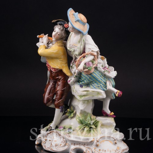 Фарфоровая статуэтка Пасторальная пара, Volkstedt, Германия, 1908-12 гг.