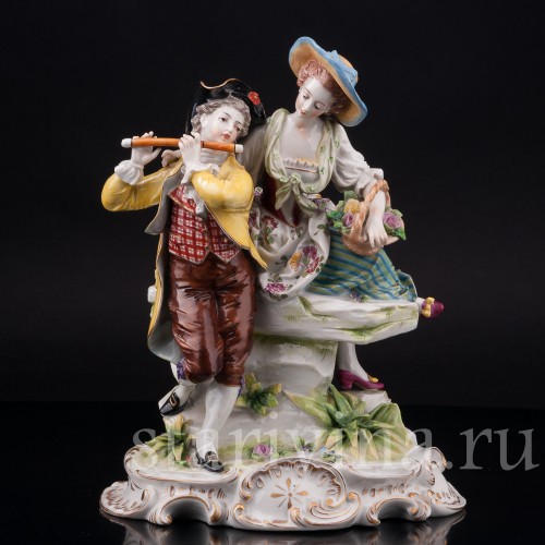 Фарфоровая статуэтка Пасторальная пара, Volkstedt, Германия, 1908-12 гг.