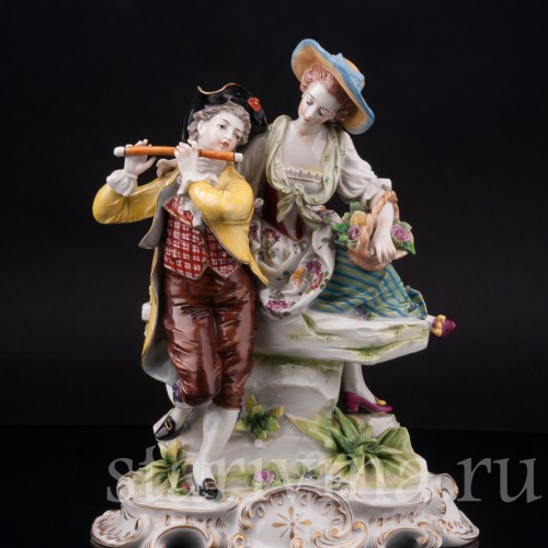 Фарфоровая статуэтка Пасторальная пара, Volkstedt, Германия, 1908-12 гг.