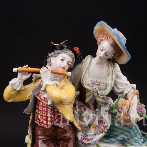 Фарфоровая статуэтка Пасторальная пара, Volkstedt, Германия, 1908-12 гг.