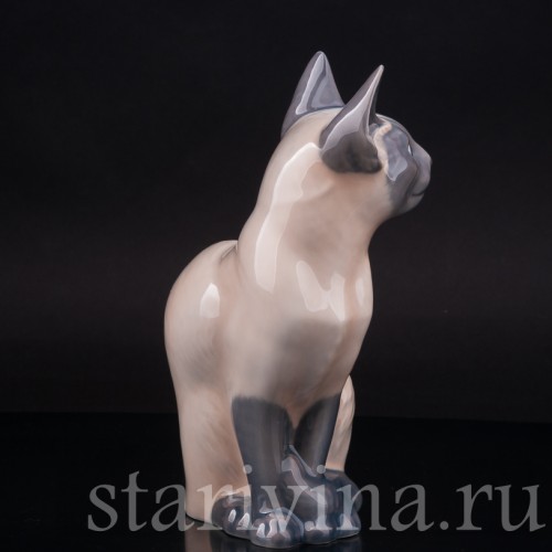 Фигурка из фарфора Сиамская кошка, Royal Copenhagen, Дания, 1990 гг.