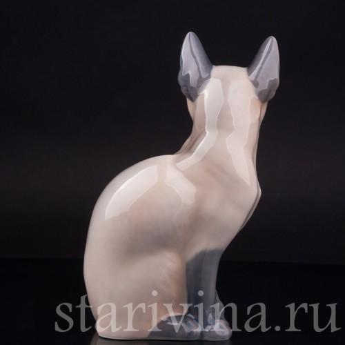 Фигурка из фарфора Сиамская кошка, Royal Copenhagen, Дания, 1990 гг.