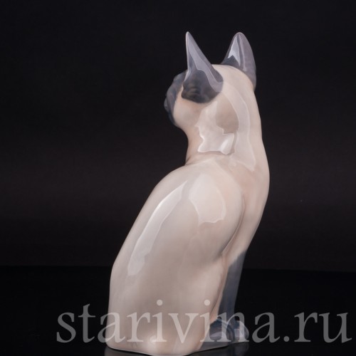 Фигурка из фарфора Сиамская кошка, Royal Copenhagen, Дания, 1990 гг.