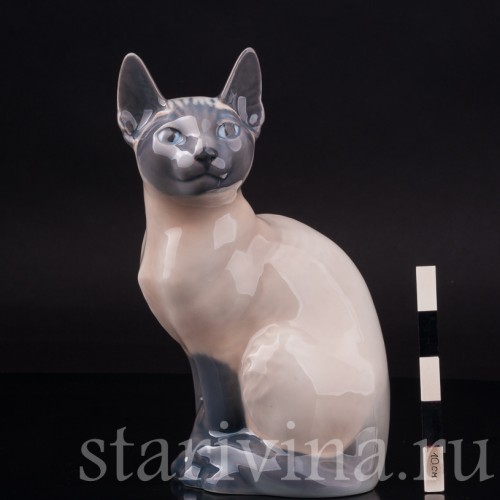 Фигурка из фарфора Сиамская кошка, Royal Copenhagen, Дания, 1990 гг.