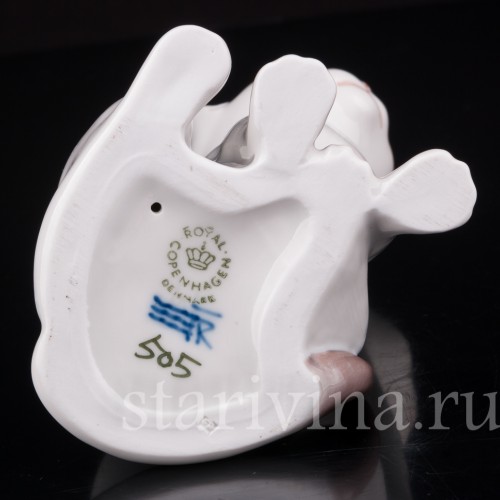 Фарфоровая фигурка Белый котёнок, Royal Copenhagen, Дания, кон. 20 в.