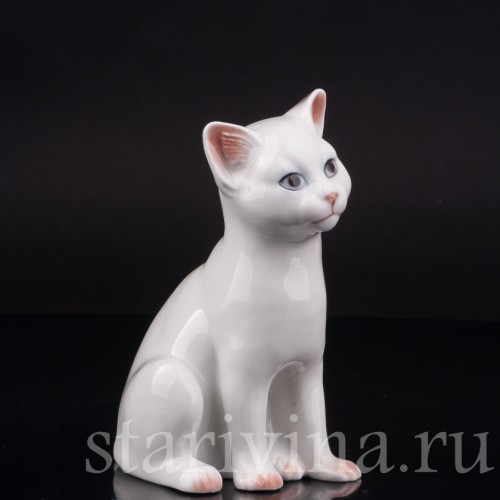 Фарфоровая фигурка Белый котёнок, Royal Copenhagen, Дания, кон. 20 в.