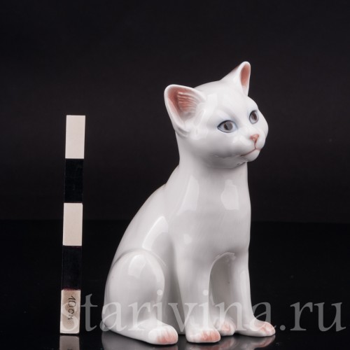 Фарфоровая фигурка Белый котёнок, Royal Copenhagen, Дания, кон. 20 в.