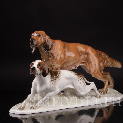 Фарфоровая композиция Охотничьи собаки, Hutschenreuther, Германия, 1970 гг.
