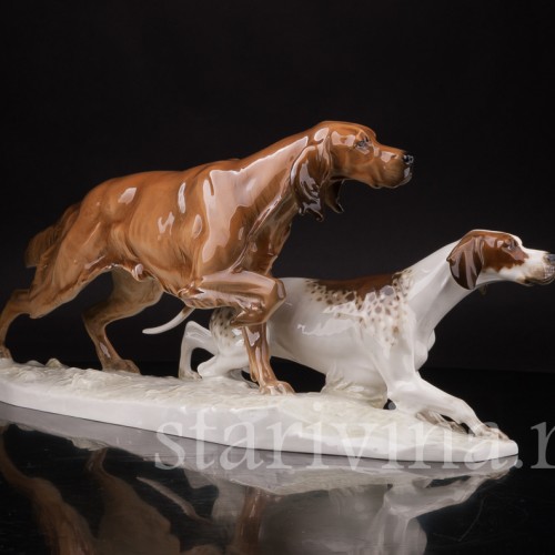 Фарфоровая композиция Охотничьи собаки, Hutschenreuther, Германия, 1970 гг.