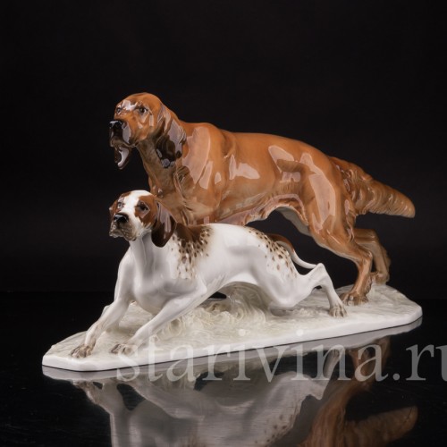 Фарфоровая композиция Охотничьи собаки, Hutschenreuther, Германия, 1970 гг.