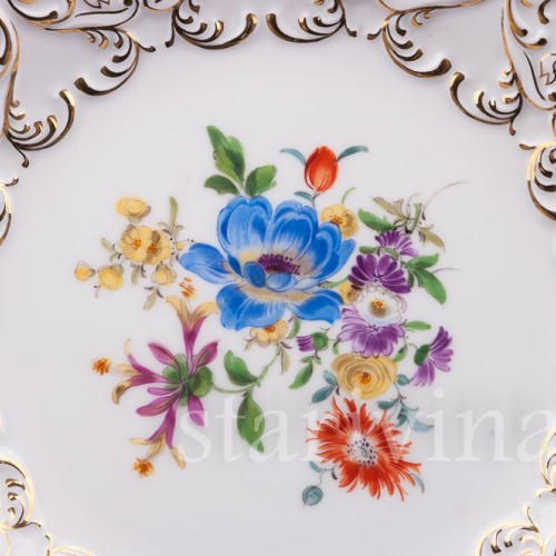 Декоративная тарелка из фарфора Корончатая анемона, Meissen, Германия, 1948 г.