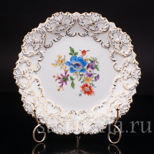Декоративная тарелка из фарфора Корончатая анемона, Meissen, Германия, 1948 г.