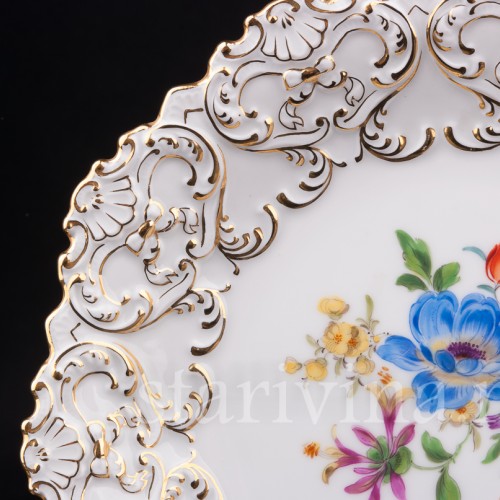 Декоративная тарелка из фарфора Корончатая анемона, Meissen, Германия, 1948 г.