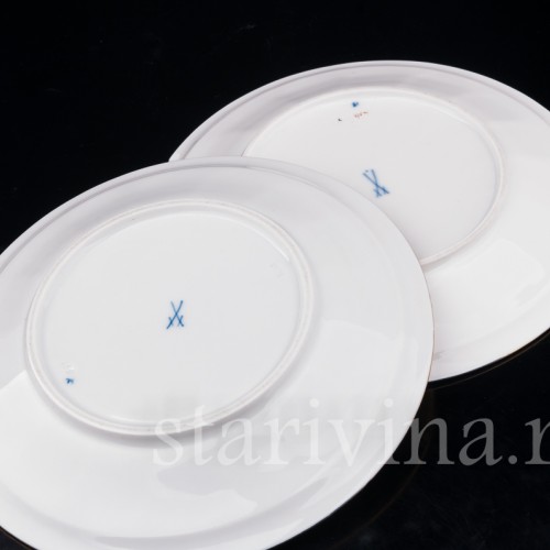 Фарфоровые Тарелки пирожковые, 2 шт, Meissen, Германия, сер. 20 века.