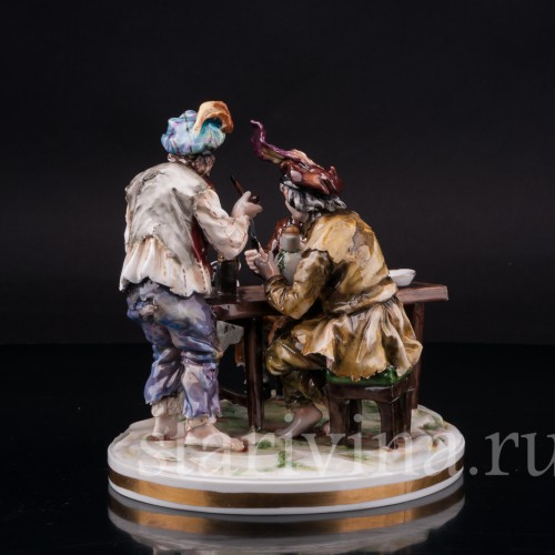 Фарфоровая композиция Мужская компания, Ernst Bohne Sohne, Германия, перв.пол. 20 в.
