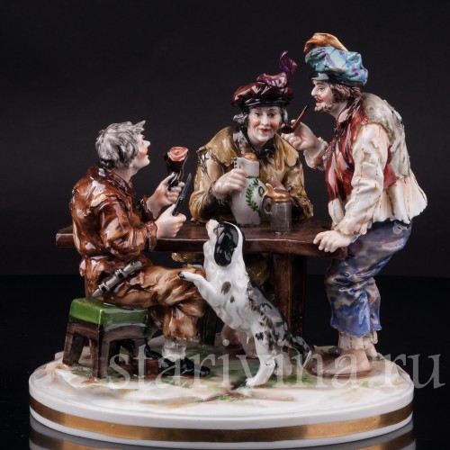 Фарфоровая композиция Мужская компания, Ernst Bohne Sohne, Германия, перв.пол. 20 в.