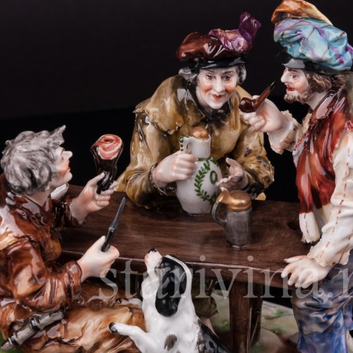 Фарфоровая композиция Мужская компания, Ernst Bohne Sohne, Германия, перв.пол. 20 в.