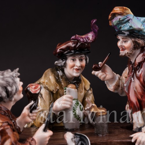 Фарфоровая композиция Мужская компания, Ernst Bohne Sohne, Германия, перв.пол. 20 в.