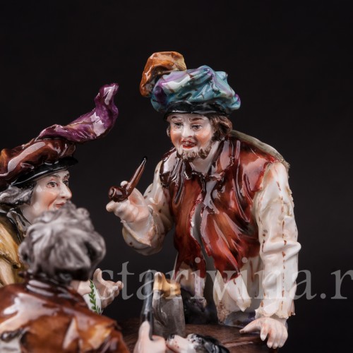 Фарфоровая композиция Мужская компания, Ernst Bohne Sohne, Германия, перв.пол. 20 в.