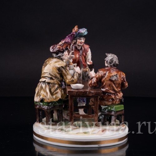 Фарфоровая композиция Мужская компания, Ernst Bohne Sohne, Германия, перв.пол. 20 в.