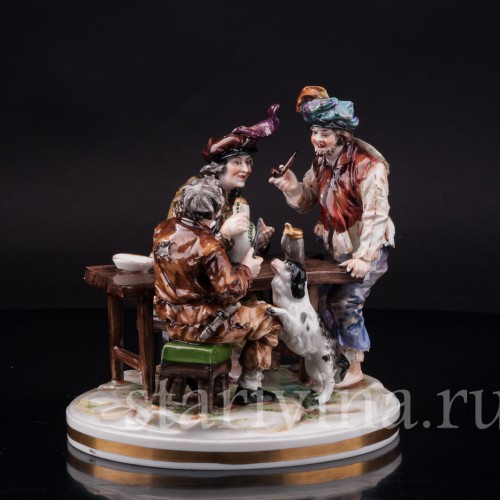 Фарфоровая композиция Мужская компания, Ernst Bohne Sohne, Германия, перв.пол. 20 в.