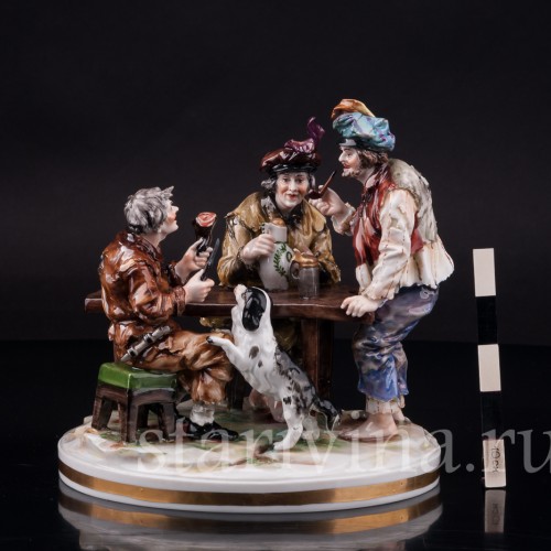 Фарфоровая композиция Мужская компания, Ernst Bohne Sohne, Германия, перв.пол. 20 в.