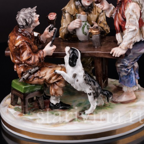 Фарфоровая композиция Мужская компания, Ernst Bohne Sohne, Германия, перв.пол. 20 в.