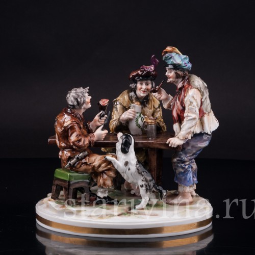 Фарфоровая композиция Мужская компания, Ernst Bohne Sohne, Германия, перв.пол. 20 в.