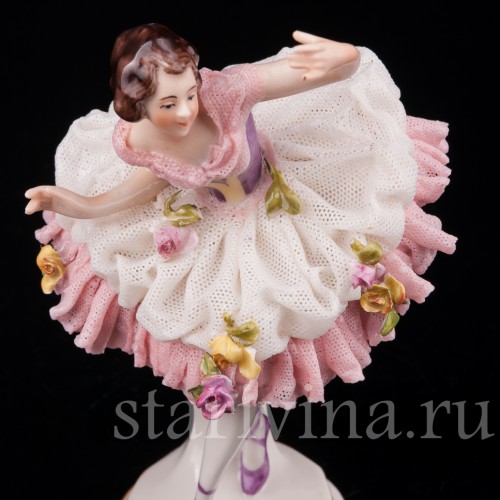 Фарфоровая статуэтка Балерина, кружевная, Volkstedt, Германия, сер. 20 в.
