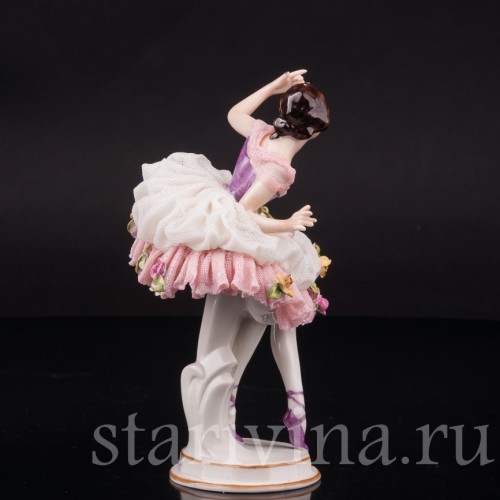 Фарфоровая статуэтка Балерина, кружевная, Volkstedt, Германия, сер. 20 в.