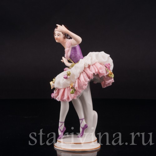 Фарфоровая статуэтка Балерина, кружевная, Volkstedt, Германия, сер. 20 в.