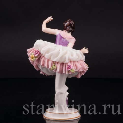 Фарфоровая статуэтка Балерина, кружевная, Volkstedt, Германия, сер. 20 в.
