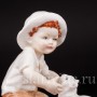Фарфоровая статуэтка Снежок, мальчик с кошкой, Royal Worcester, Великобритания, вт. пол. 20 века.