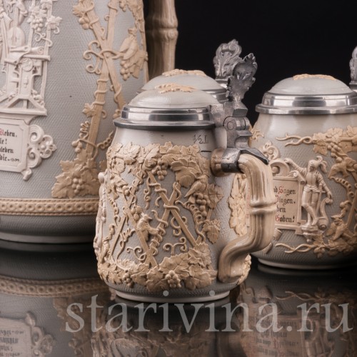 Анткварные Кувшин и 4 кружки, Villeroy & Boch, Германия, кон. 19 - нач. 20 в