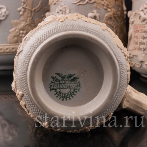 Анткварные Кувшин и 4 кружки, Villeroy & Boch, Германия, кон. 19 - нач. 20 в