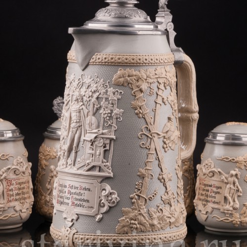 Анткварные Кувшин и 4 кружки, Villeroy & Boch, Германия, кон. 19 - нач. 20 в