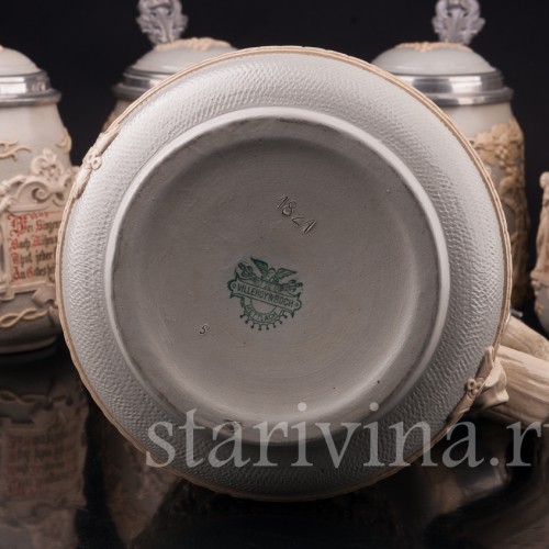 Анткварные Кувшин и 4 кружки, Villeroy & Boch, Германия, кон. 19 - нач. 20 в