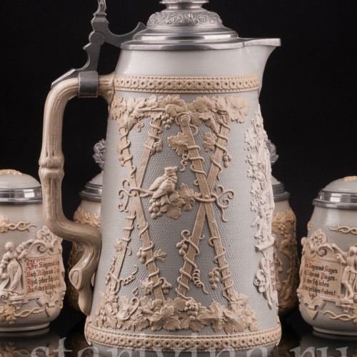 Анткварные Кувшин и 4 кружки, Villeroy & Boch, Германия, кон. 19 - нач. 20 в