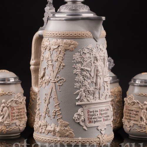 Анткварные Кувшин и 4 кружки, Villeroy & Boch, Германия, кон. 19 - нач. 20 в