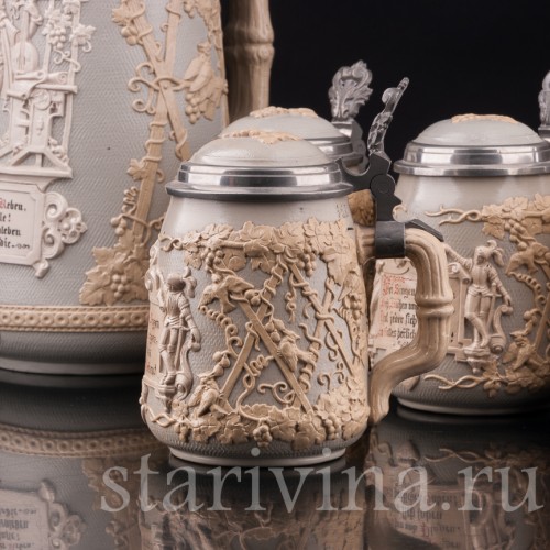 Анткварные Кувшин и 4 кружки, Villeroy & Boch, Германия, кон. 19 - нач. 20 в