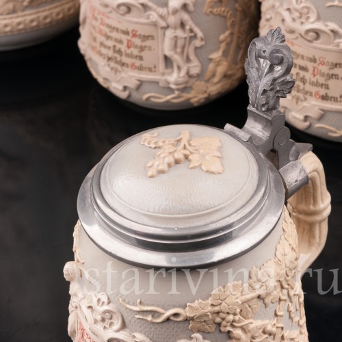 Анткварные Кувшин и 4 кружки, Villeroy & Boch, Германия, кон. 19 - нач. 20 в