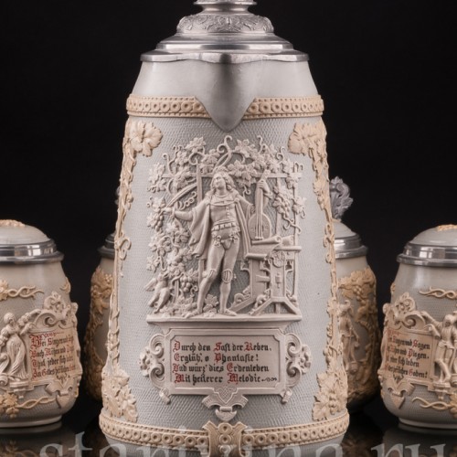 Анткварные Кувшин и 4 кружки, Villeroy & Boch, Германия, кон. 19 - нач. 20 в