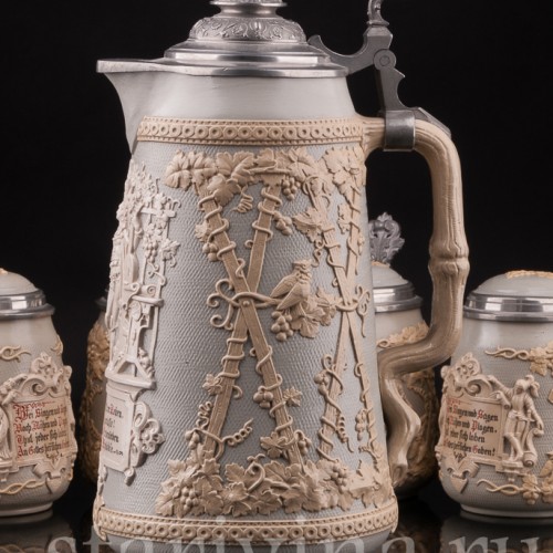 Анткварные Кувшин и 4 кружки, Villeroy & Boch, Германия, кон. 19 - нач. 20 в