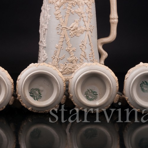 Анткварные Кувшин и 4 кружки, Villeroy & Boch, Германия, кон. 19 - нач. 20 в
