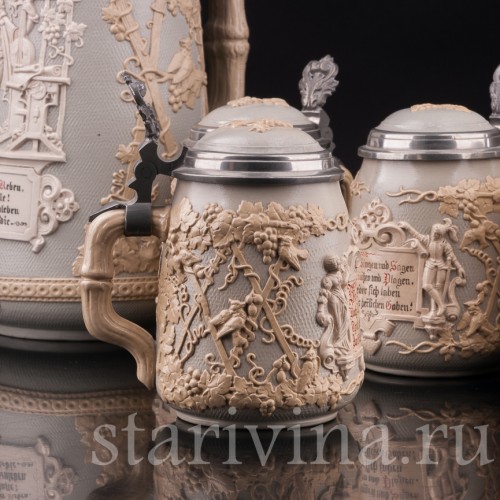 Анткварные Кувшин и 4 кружки, Villeroy & Boch, Германия, кон. 19 - нач. 20 в