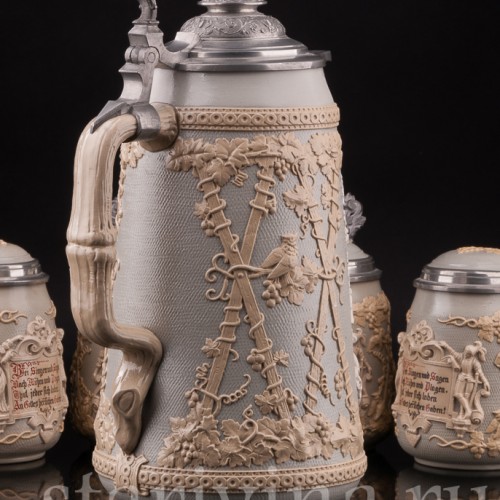 Анткварные Кувшин и 4 кружки, Villeroy & Boch, Германия, кон. 19 - нач. 20 в