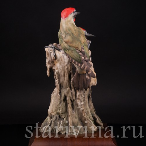 Фарфоровая статуэтка птиц Пара зеленых дятлов, Alka Kaiser, Германия, до 1991 г.