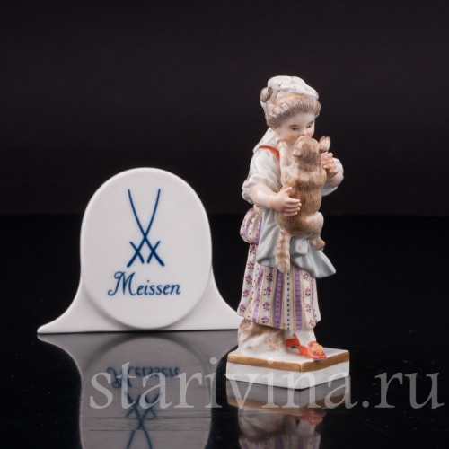 Фарфоровая статуэтка Девочка с овечкой, Meissen, Германия, сер. 19 - нач. 20 вв.