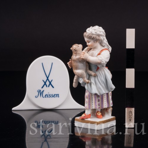 Фарфоровая статуэтка Девочка с овечкой, Meissen, Германия, сер. 19 - нач. 20 вв.